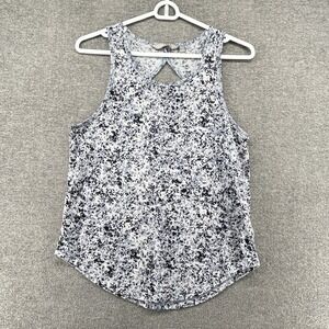 Athleta Breezy Cutout Tank Top Women Size Small Blue Speckled Activewear